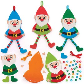 Baker Ross FC832 Gnome Dangly Legs Decoration Kits - Pack of 5, Kids Foam Crafts, Kids Bead Arts and Crafts