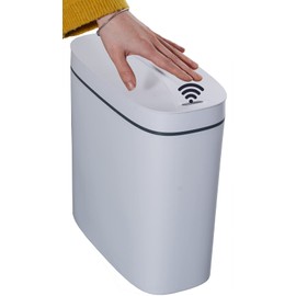 Sooyee 14 Liter Automatic Trash Can with lid,3.6 Gallon Touchless Trash Can or Kick,Garbage Cans for Kitchen,Bathroom,Office,Bedroom,Living Room,White