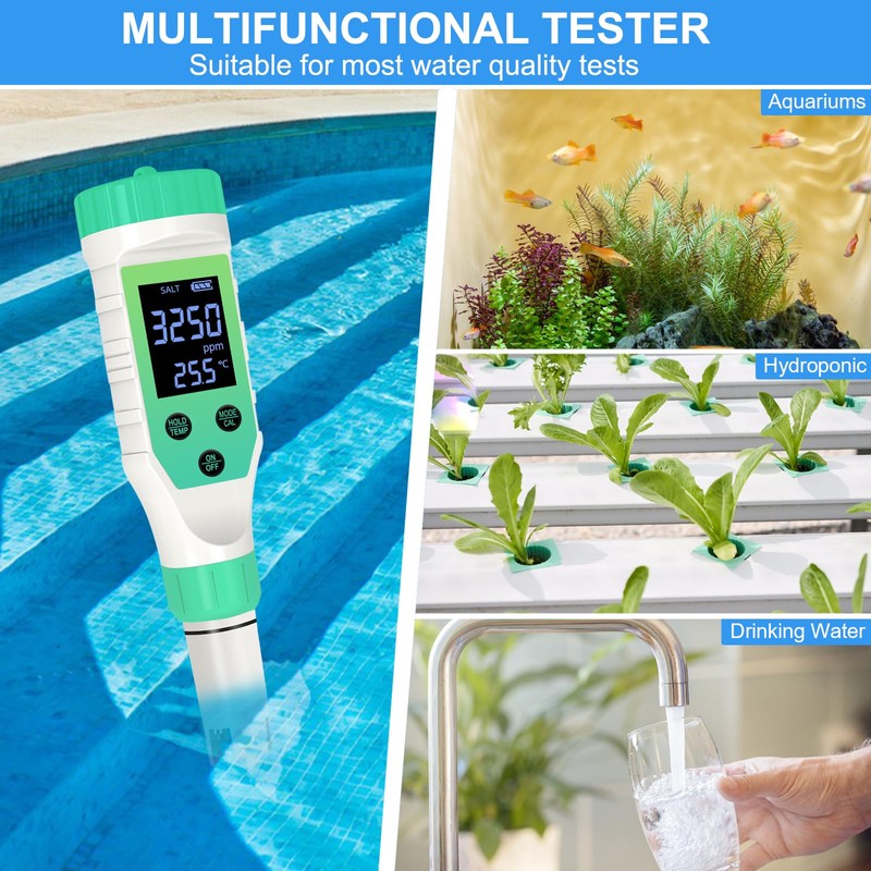 YIYEGO 2025 Chlorine and Pool Salt Meter 7 in 1