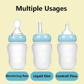 Elderly Drinking Aids, Disabled Feeding Cup, Maternity Convalescent Feeder Aide Bottle with Straw, Senior Drink Water Liquid Feeder, No Spill Nursing Cup with Replaceable Lid Porridge Soup Spoon 180ml