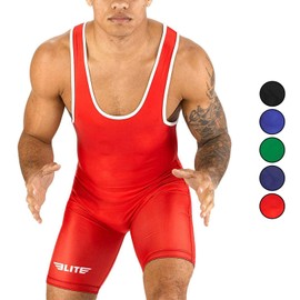 Menâs wrestling singlets, Elite Sports Standard Singlet for Men Wrestling Uniform (Red, Small)
