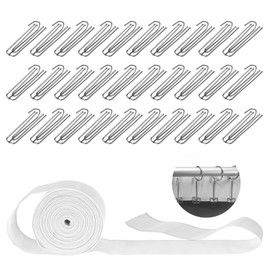 Curtain Pleat Tape, 33 Feet Pleater Tape for Curtains, Included 30 Pcs Stainless Steel 4 Prongs Curtain Pleater Hooks for DIY Pinch Pleat Curtain (White)