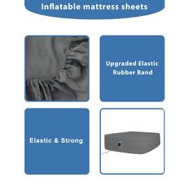 Bedecor Air Bed Sheets for Mattress Cover Removable Bed and Elastic Band Super Soft and Breathable & Deep up to 21" Dark Gray Twin XL