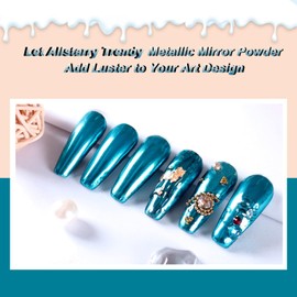 Allstarry Chrome Nail Powder 2pcs Metallic Mirror Effect Dust Glitter Glazed Manicure Decoration Reflective Pigment for Gel Polish Nail Art Decoration Resin Craft, Festivals - Lake Blue