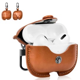 JXRICH For AirPods Pro Case, 2nd Generation, Genuine Leather, Air Pods Pro, 2 Case, Genuine Leather, Italian Leather, Cover for Air Pods Pro, High Quality, Genuine Leather, PU Leather, Full