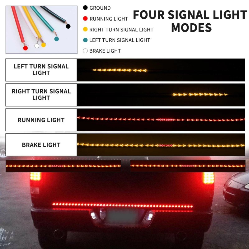 KEEPDSGN Truck Tailgate Light Bar 60" Arrow LED Strip Sequential