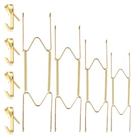 4Pcs Wall Plate Hanger Set, Plate Hanger W Shaped Spring Hook Holder，6-7/8/10/12 Inch Walls Plates Hangers with 4 Pieces Decorative Wall Hooks for Decorative Plates and Art