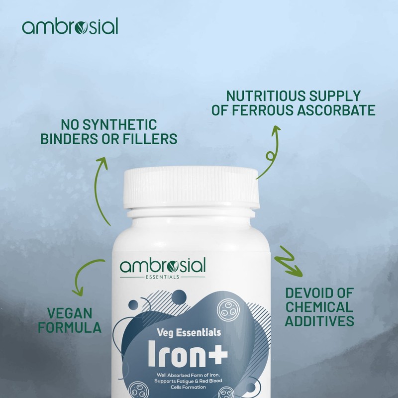 Ambrosial Iron Tablets High Strength 25mg| Iron Supplements for Women