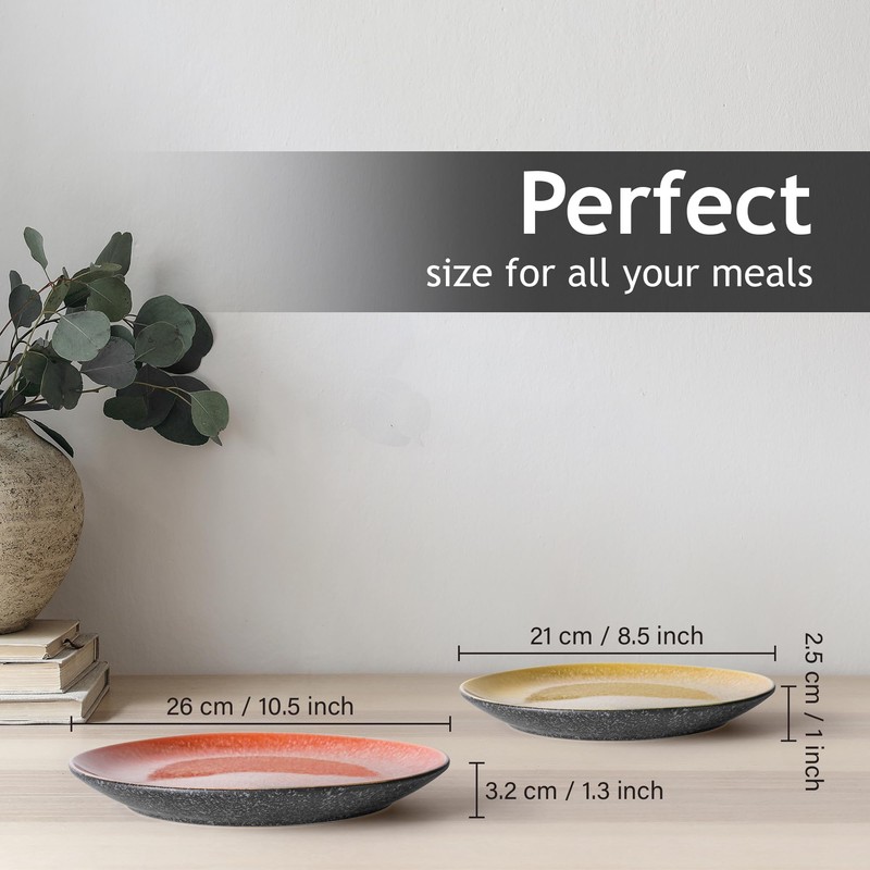 MIAMIO – Set of 6, Dinner Plates, Ceramic Plates, Kitchen