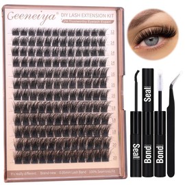 Volume Lash Clusters Kit DIY Lash Extension Kit D Curvature Eyelash Extensions with Lash Bond and Seal Waterproof Tweezers,10-14mm Eye Corner Eyelashes and 16-18MM Cluster Lashes(300PCS,80D+100D):_Treasure-Plump