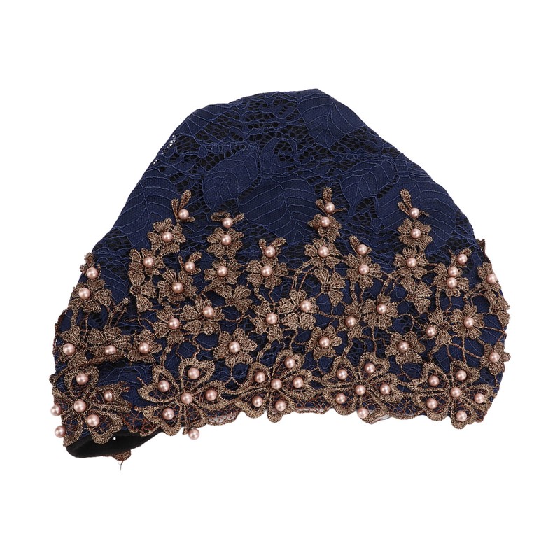 Turban Head Wraps Vintage Embroidered Soft Lace Material Beaded Fleece