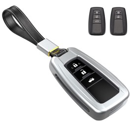 Key Case for Toyota, Smart Key Case, Key Cover, 2/3 Button, Designed for Toyota Specific, Key Holder, Toyota C-HR Prius, 50 Series, Key Cover, New Model Corolla RAV4, 50 Series, etc, Silver