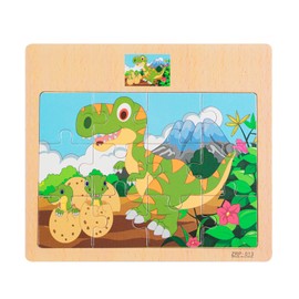 CCLIFE Wooden Jigsaw Puzzles Set for Kids 2-5 Years 12 Piece Colorful Wooden Educational Dinosaur Puzzles (4 Puzzles)