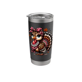 Leopard Turkey Headband For Girl Woman Thanksgiving Autumn Stainless Steel Insulated Tumbler
