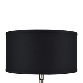 FenchelShades.com 17" Top Diameter x 17" Bottom Diameter 9" Height Cylinder Drum Lampshade USA Made (Linen Black)