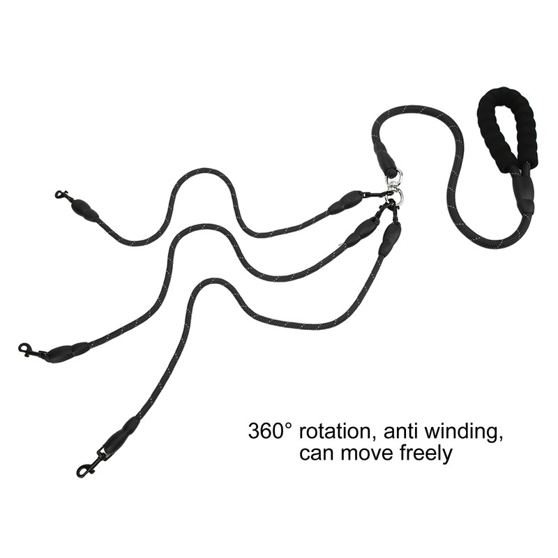 Dog Leash 360° Rotation Reflective Dog Walking Leash with Foam