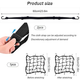 Pack of 2 Pannier Rack Tie Down Strap Luggage Straps Tie Down Strap Bicycle Pannier Rack with Luggage Net Motorcycle Luggage