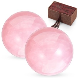 Inbagi 2 Pcs 1.4" Chinese Health Exercise Stress Baoding Balls Rose Quartz Pink Mass...