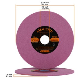 AmaCupid Chainsaw Sharpener Grinding Wheel, Chrome Oxide Abrasive. for Universal Saw Chain Sharpeners. Sharpening Chainsaw Teeth on High Speed Steel etc.. 1/8 inch Thickness, 5-3/4 inch Diameter
