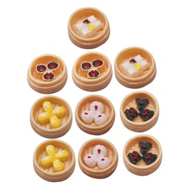 OHPHCALL 10pcs Miniature Food Models Realistic Tiny Steamed Food Crafts for Dollhouse Photography Props Early Childhood Teaching and Creative Projects Safe and Lightweight Design