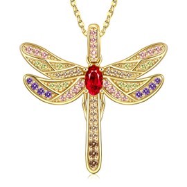 kanisee Women's Necklace, 925 Silver Necklace, Jewellery, Women's Gift for Women, Mum, Grandma, Girlfriend, Christmas Gifts (Libelula-Gold), Sterling Silver, Zirconium oxide