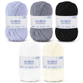 Crochet Yarn (50g x 5 Colours), 5-Ply Yarn for Knitting, Yarn for Crochet and Knitting, Hand Knitting Yarn Sets, Fleece Sweater for Knitting and Crafts, Super Soft Acrylic Yarn for Beginners and