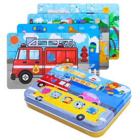 BBLIKE Jigsaw Puzzles Toy in a Box for Kids, Pack of 4 with Varying Degree of Difficulty Educational Learning Tool Best Birthday Present for Boys Girls (Transportation Series)