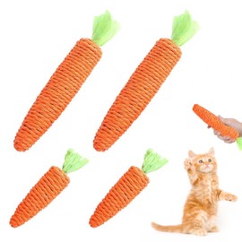 EsiFare Cat Mochiya, Cat Toy, Stress Relief, Chewing Toy, Carrot Toy, 4 Pieces, Play Alone, Cat Teeth Brushing, Lack of Exercise, Eliminate Obesity, Safe (Carrot Toy x 4)