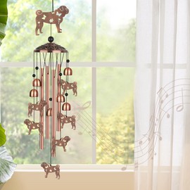 Pug Wind Chimes, Pug Gifts for Pug Lovers Women Men, Dog Metal Windchimes, Outdoor Memorial Housewarming Birthday Gifts, Patio Décor