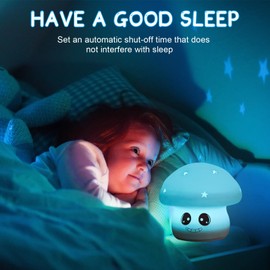 Oeedsns Night Light for Kids,Mushroom 7 Colors Dimmable Mushroom Lamp Rechargeable Cute Lamp Silicone Squishy Lamp Touch Nursery Night Light Room Decor Cool Gifts (Expression B)