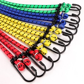 Veppak-Bungee Cords with Hooks, 16 Pack Elastic Bungee Straps Includes 40",32", 24", 16",Heavy Duty Outdoor Bungie Straps to Packing for Camping, Tent, Storing Packages, Fastening Items