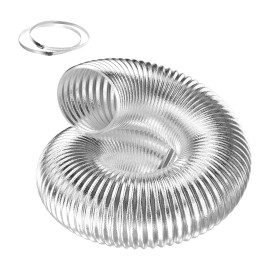 iPower 12 Inch 25 feet Non-Insulated Flex Air Aluminum Ducting Vent Hose with Clamps - 1 Pack