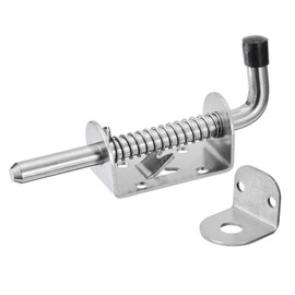 sourcing map Barrel Bolt Latch, 1Pcs 10x128mm - Stainless Steel Spring Loaded Gate Latch Pin with Keeper, for Trailer Doors Cabinets Chests Tailgate (Silver)