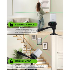 Firecore 82Ft Self Leveling Laser Level, Green Cross Line Laser Leveler Tool with Brightness Adjustment, Accurate Lazer Level for Picture Hanging Home Decoration,Battery Carry Pouch Included