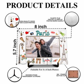 valucise Paris Pictures Frame, Wooden Desktop Photo Frame with Stand, Paris Souvenirs For Woman Man, Paris Family Vacation, Paris Wedding Gifts, Farmhouse Home Living Room Bedroom Decoration -a89