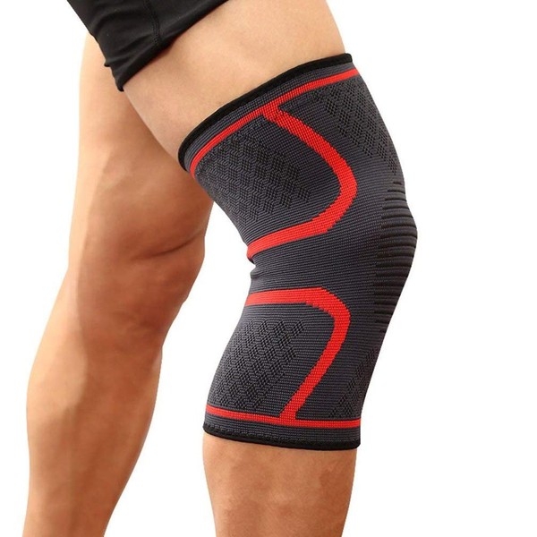 Knee Support for Sports, Relieve Joint Pain, Comfortable, Breathable, Durable - Suitable for Men and Women, More Stable in Sports and Everyday Life (L (42-47 cm), Red)