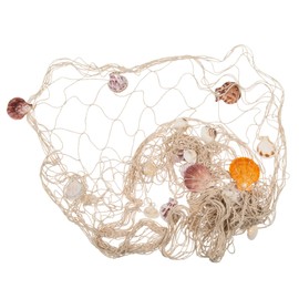MIJOMA Decorative Fishing Net with Shells, Maritime Flair, 100 x 200 cm, Fish Net, Natural Decor for Home