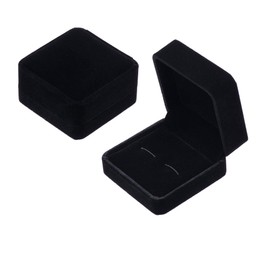 Giftop Small Black Classic Velvet Cufflink Box Case (Black Pack of 3)