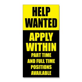 Help Wanted Apply Within Business Decal Sticker Retail Store Sign - 14.5 x 36 inches