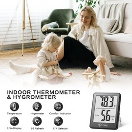 DOQAUS Digital Hygrometer Indoor Thermometer, Humidity Meters, Room Thermometer and Humidity Gauge with Accurate Temperature Humidity Monitor for Home, Greenhouse, Baby Room, Mini Hygrometer for Gifts