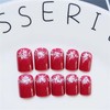 Square Short False Nails - 24Pcs Red False Nail with