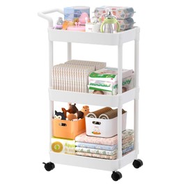Volnamal - Cesta de pañales para bebé, de plástico movible para recién nacidos, artículos esenciales para guardería de pañales, organizador de almacenamiento de pañales para cambiadores y cuna, fácil