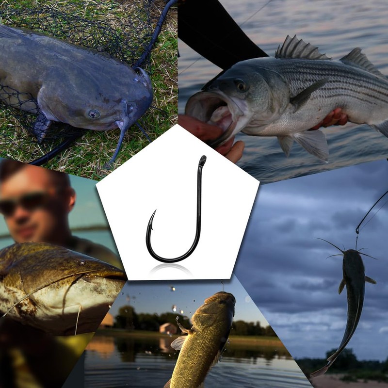 9KM DWLIFE 100pcs Black Chinu Hooks with Tube Worm Soft