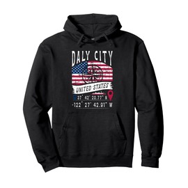 Daly City USA-Flagge GPS Koordinaten Daly City Pullover Hoodie