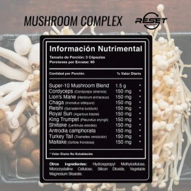 Reset Nutrition Complejo De Hongos Energía Memoria 180 Cáps Sabor Sin sabor                                                                           