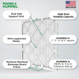 Mann+Hummel 16x20x1 MERV 8 Pleated Air Filters by Mann+Hummel. 6 Pack.
