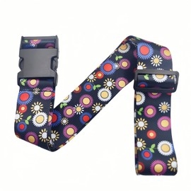 Wdlife Suitcase Belt, One-touch Type, Cross-shaped, Trunk Belt, Luggage Straps, Suitcase Belts, Anti-Theft, Travel, Business Trips, Adjustable Size (Gerbera Black)