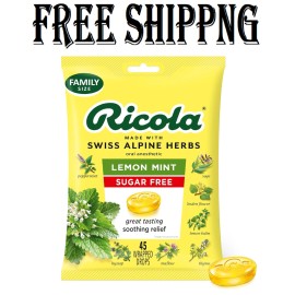 Ricola Big Bag Sugar Free Cough Drops Drops 2245, Lemon, lemon mint, 45 Count...