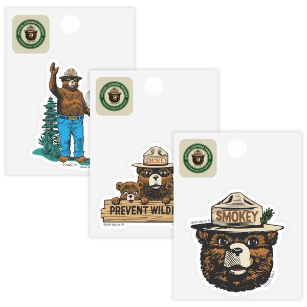 Smokey Bear® 3-Pack Sticker Bundle - Waterproof Stickers for Water