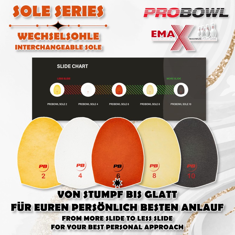 EMAX Pro Bowl Interchangeable Sole for Bowling Shoes for Smooth